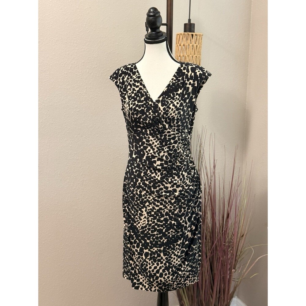 Lauren Ralph Lauren Dress 6 Animal Print Cap Sleeve Stretch EUC